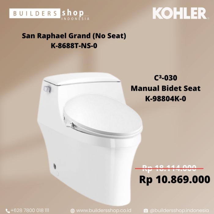 Kohler - San Raphael Grande Toilet/Closet With Manual Bidet Seat Termurah Best Quality Asli 100%