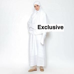 Baju Ihram Wanita Putih Satu Set Lengkap Gamis Umroh Wanita Sofiadwiputri