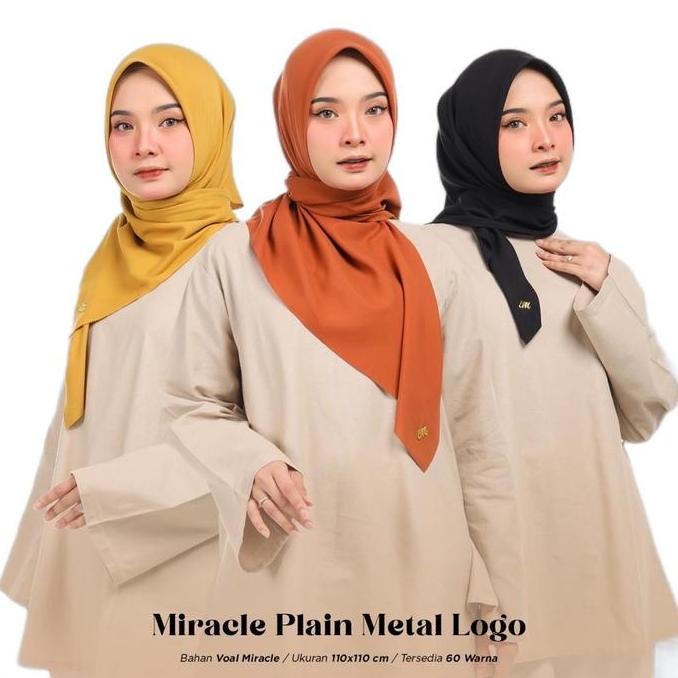 Diskon [Grosir] Isi 10Pcs Hijab Umama Voal Miracle Polos Metal Logo Um