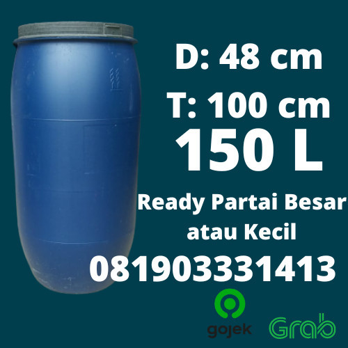 Drum Air Plastik 150 Liter Besar Tempat Sampah Ember Baskom Hdpe Tebal