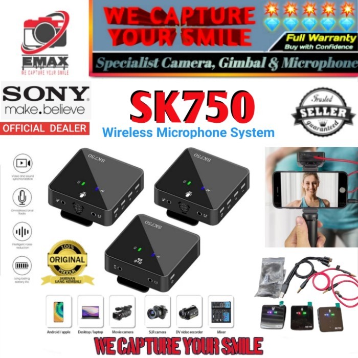SK750 Double 2.4 Dual Channel Wireless Microphone Camera HP SK 750 Mic