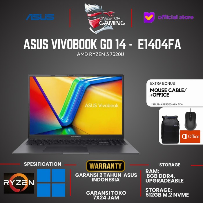 Asus Vivobook Go 14 E1404Fa-Fhd351 Amd Ryzen 3 W11 Ohs