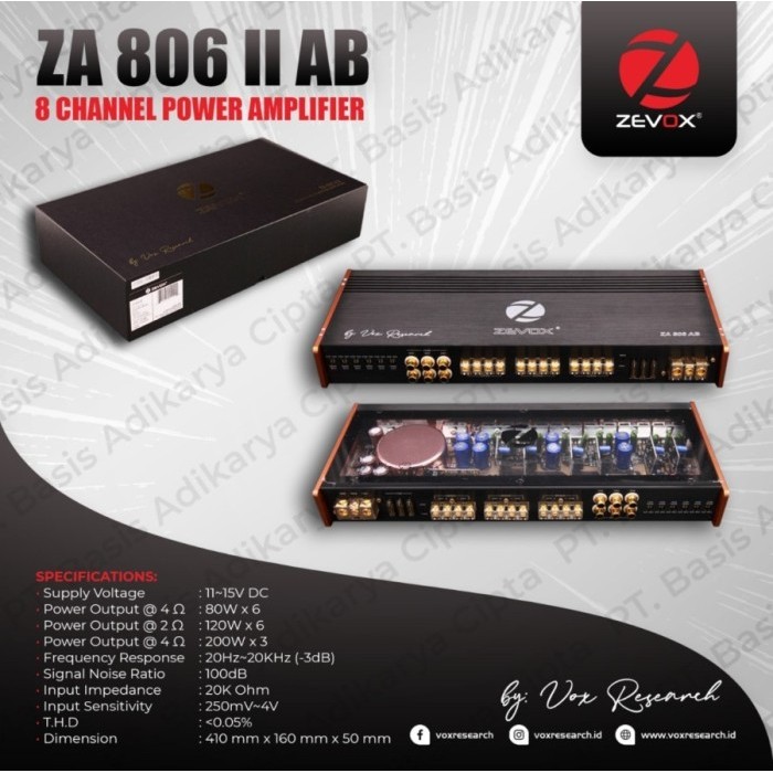 Power Zevox ZA 806 AB Amplifier 6 Channel Class AB By Vox Resmi