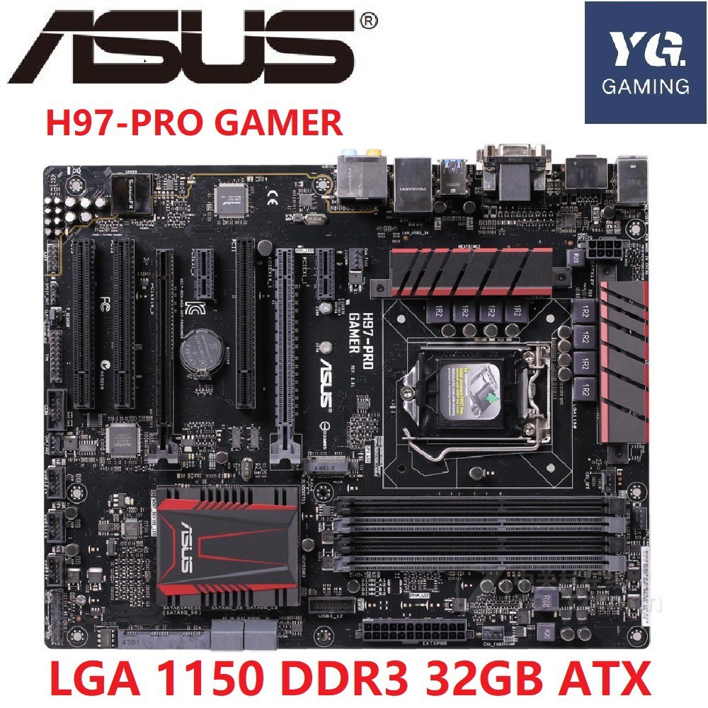 Motherboard Desktop ASUS H97-PRO GAMER H97 LGA 1150 DDR3 32GB ATX UEFI BIOS Mainboard Bekas Asli |hX