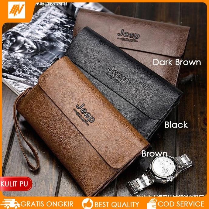 Siap Kirim Clutch Dompet Jeep Kulit Tas Tangan Hand Bag Pria Wanita Tas Hp Pouch