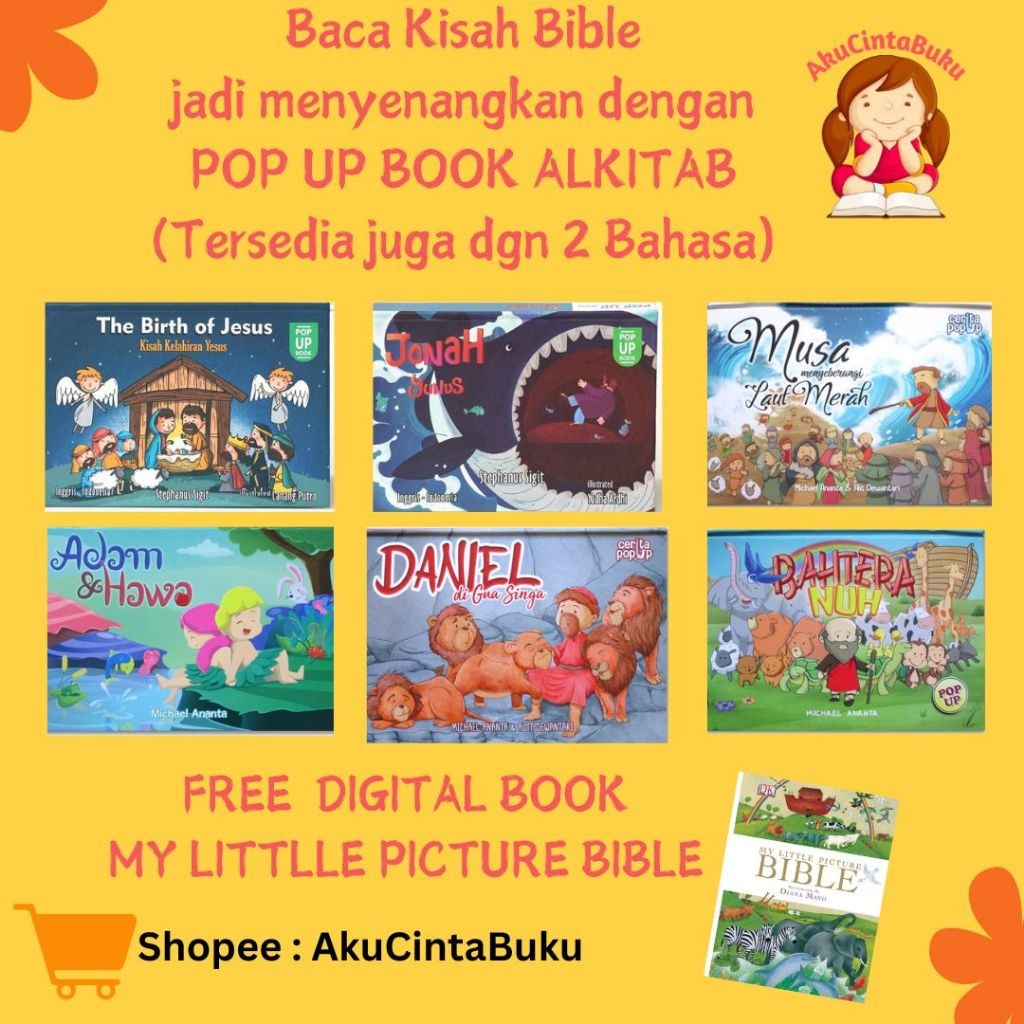 [AkuCintaBuku] Buku Anak Kristen Bergambar - Pop Up Alkitab ada banyak judul / Bible Kids