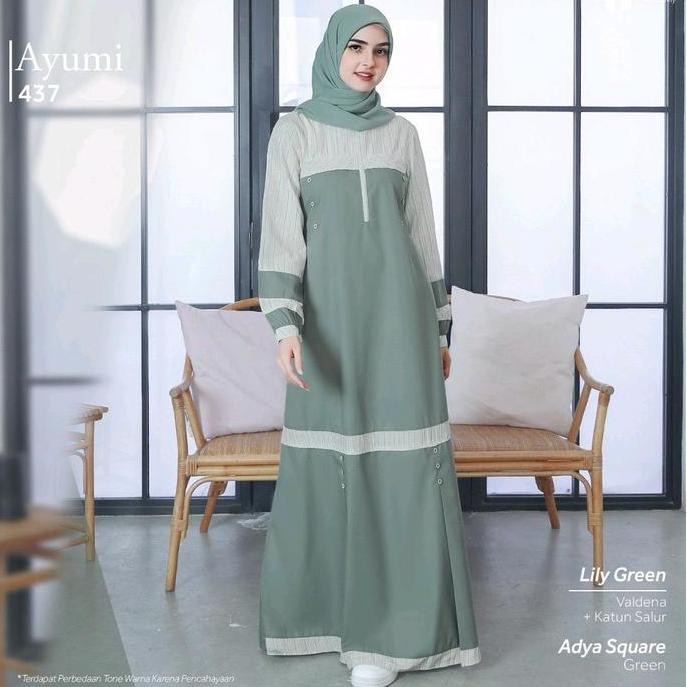 Miliki Sarimbit Elfa 303 Lily Green Gamis Ibu