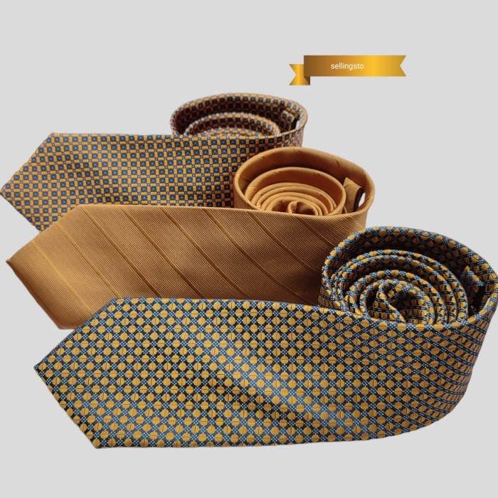 Dasi pria dasi panjang coklat gold dasi mewah pria kwalitas premium