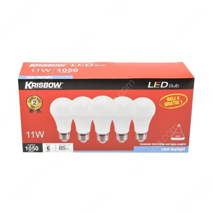 SALE LAMPU BOHLAM LED KRISBOW 11WATT SET 5 - COOLDAYLIGHT -PUTIH