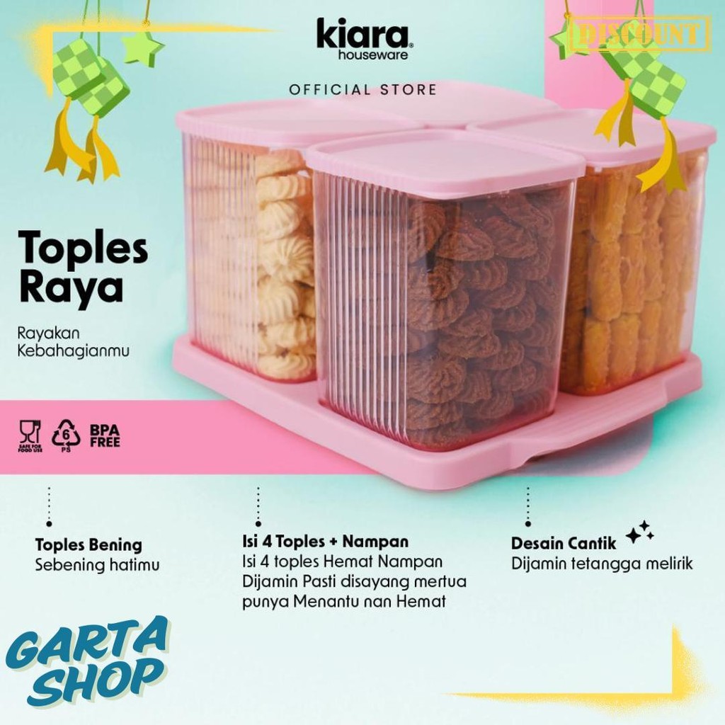 Kiara Houseware Toples Raya Tempat Penyimpanan Kue Kering Toples Set Nampan Mr1 Terlengkap Dan Termu