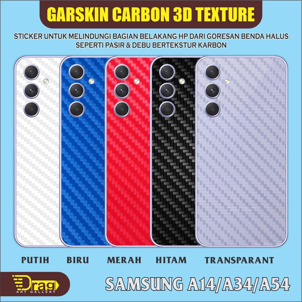 

Premium Cut - Samsung A14 A24 A34 A54 Transparant Texture Karbon Garskin Stiker / Case Custom Terlaris 2PCS/ Fullbody