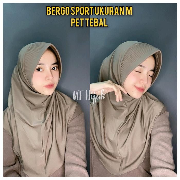Bergo Sport Ukuran M Pet Tebal Jilbab Sekolah