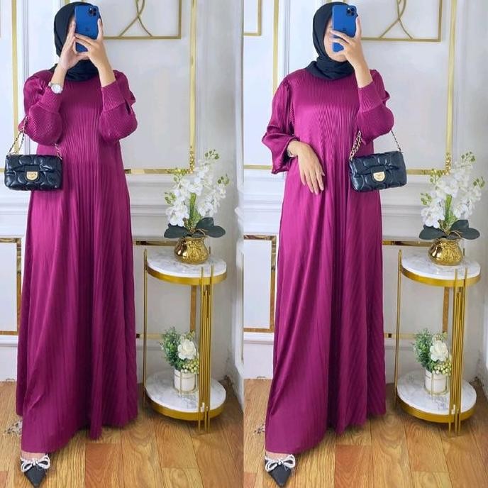 gamis wanita plisket Nadya Dress Muslim Terlaris