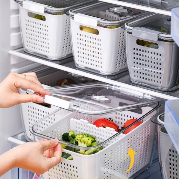 PREMIUM Wadah Makanan Box Kulkas Rak Dapur Kontainer Saringan Freezer