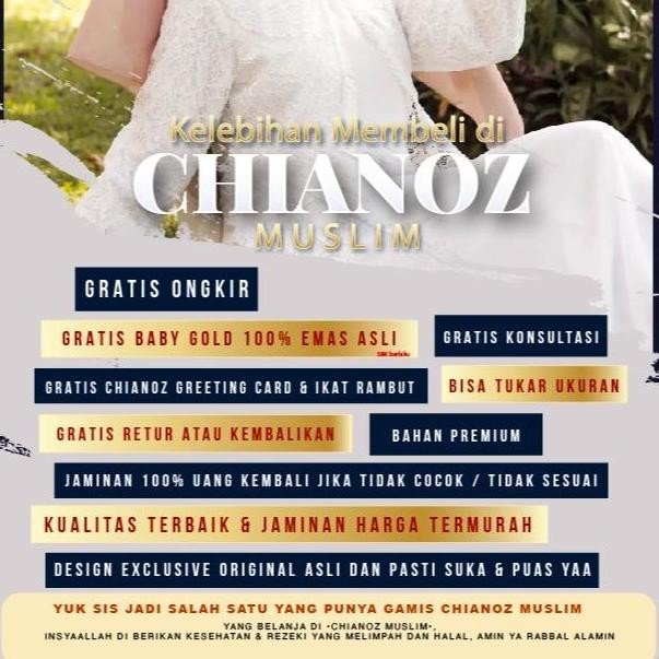 CHIANOZ Gamis Abaya Raisa Dress Putih Hitam Ceruti Mewah Premium Sifon Renda Payet Tanam Brukat Kaki