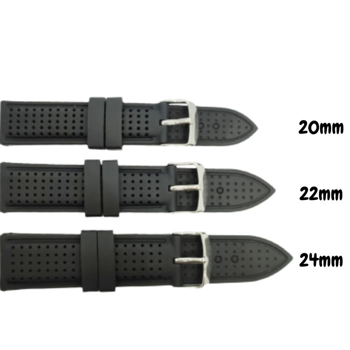 Tali jam silicon strap jam tangan silikon tali jam tangan karet hitam