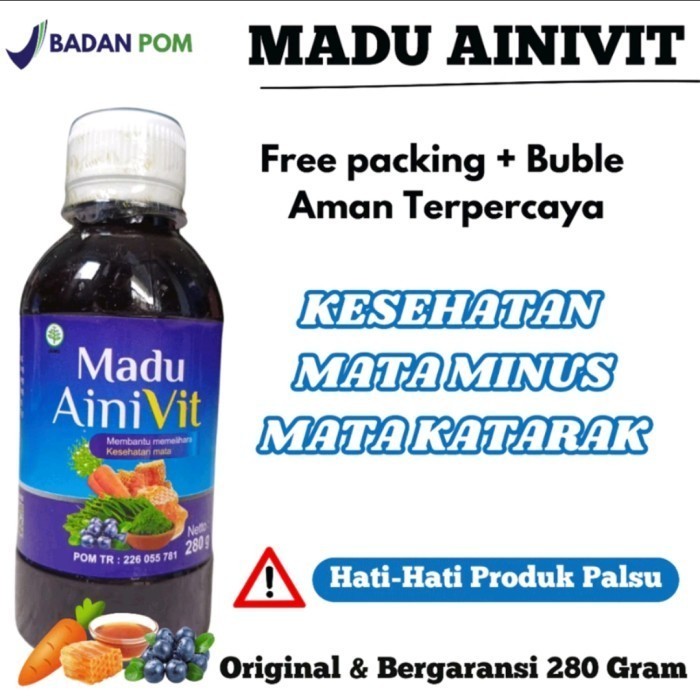 

ORIGINAL PROMO 3 BOTOL MADU AINIVIT 280 GRAM MADU HERBAL MATA MINUS KATARAK GLAUKOMA MATA BERAIR