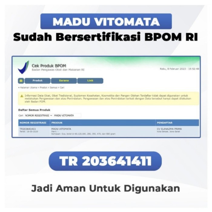 

ORIGINAL Madu Vitomata Original Herba Mata PREMIUM