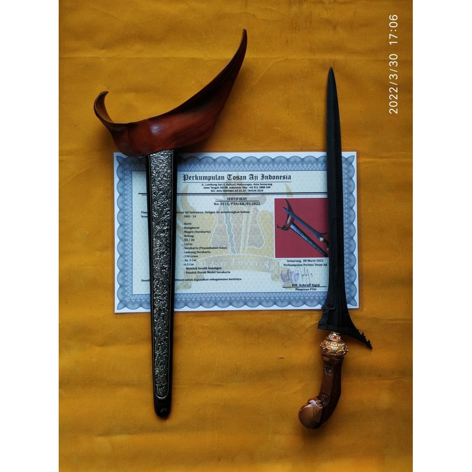 KERIS MANGKURAT TANGGUH MAGETI ABAD XX SERTIFIKAT PTAI KODE 1163