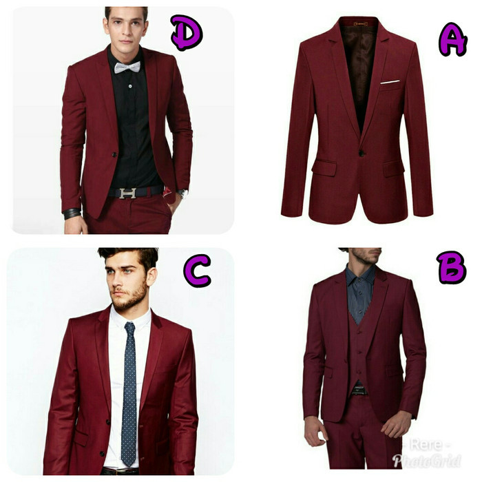 atasan saja Jas pria merah maron