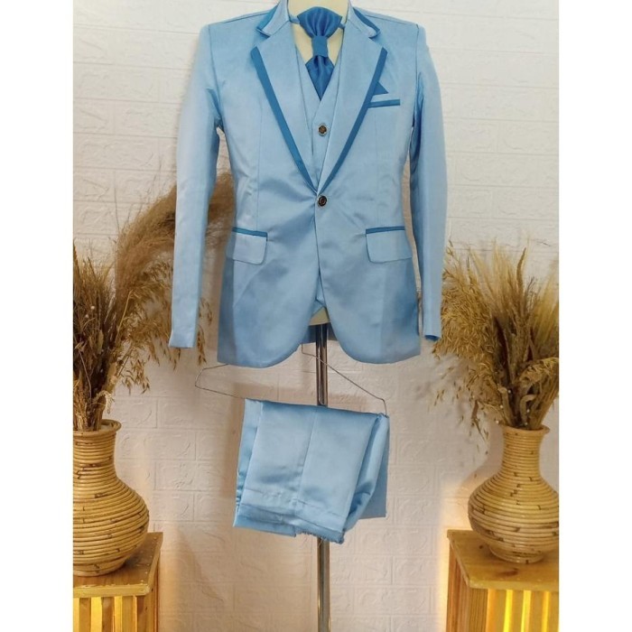 ORIGINAL JAS PENGANTIN PRIA MODEL RESMI BLUESKY/BIRU FROZEN/BIRU