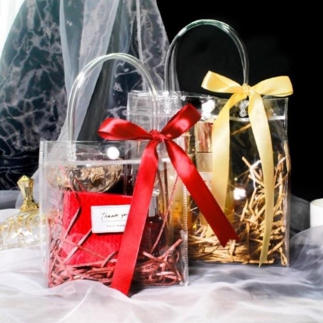 :::::::] Goodie Bag Transparan Tas Mika PVC Kancing Hampers Ultah