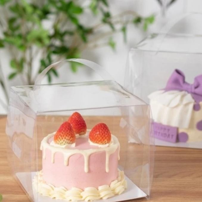 Produk Terbaik] Box Mika Kotak Handle 15 x15 / Box Mika Cake Gable 15 x15 / Kotak Kue