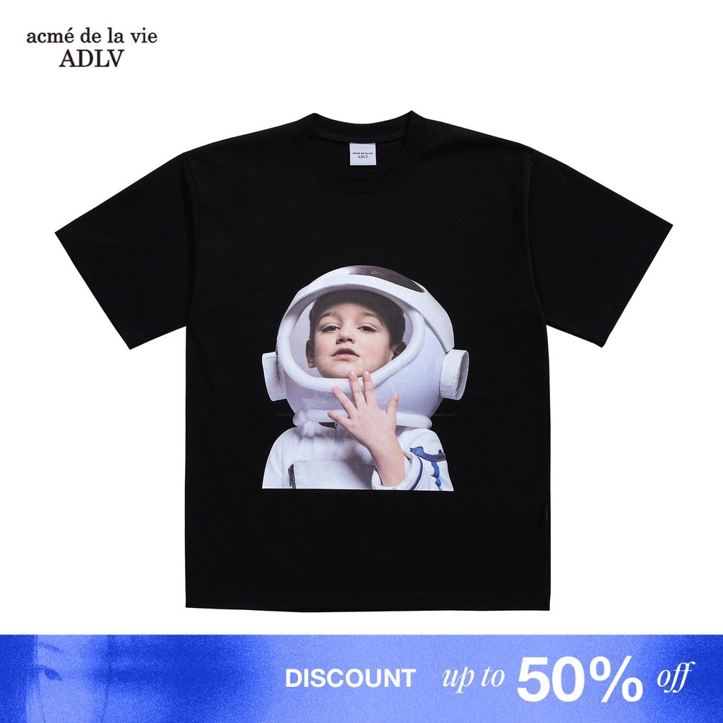 [ADLV] Baby Face Short Sleeve T-Shirt Black Astronaut - Kaos Oversized Fit Unisex acme de la vie