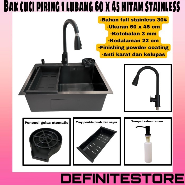 Kitchen Sink 1 Lubang Wastafel Cuci Piring 1 Lubang Bak Cuci Piring 1 Lubang Stainless Steel 6045
