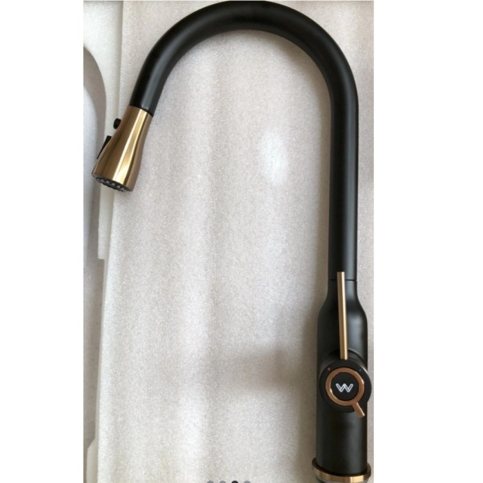 KRAN CUCI PIRING PANAS DINGIN HITAM GOLD MODEL TARIK/KRAN SINK TARIK