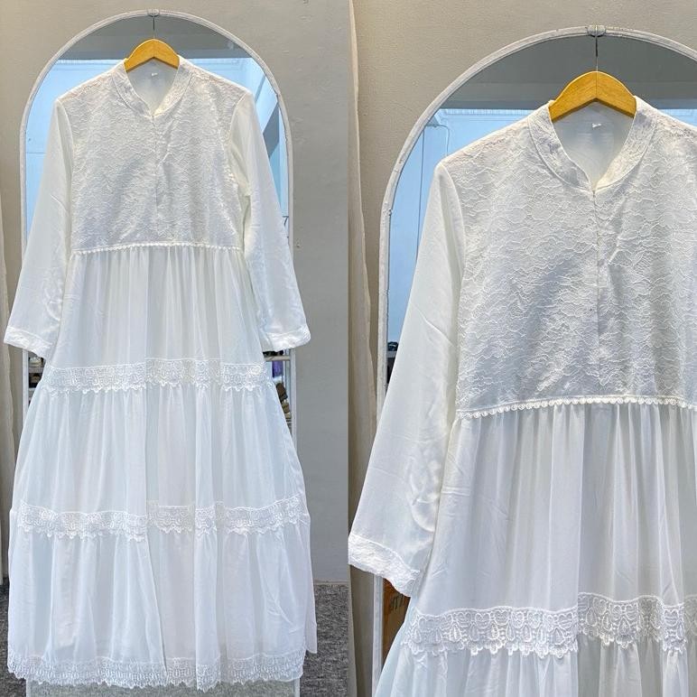 MUSLIM - Elena- Dress Gamis Putih Baju Lebaran| Dress & abaya anak 2024 Model Baru Elegan Cerutty Ko