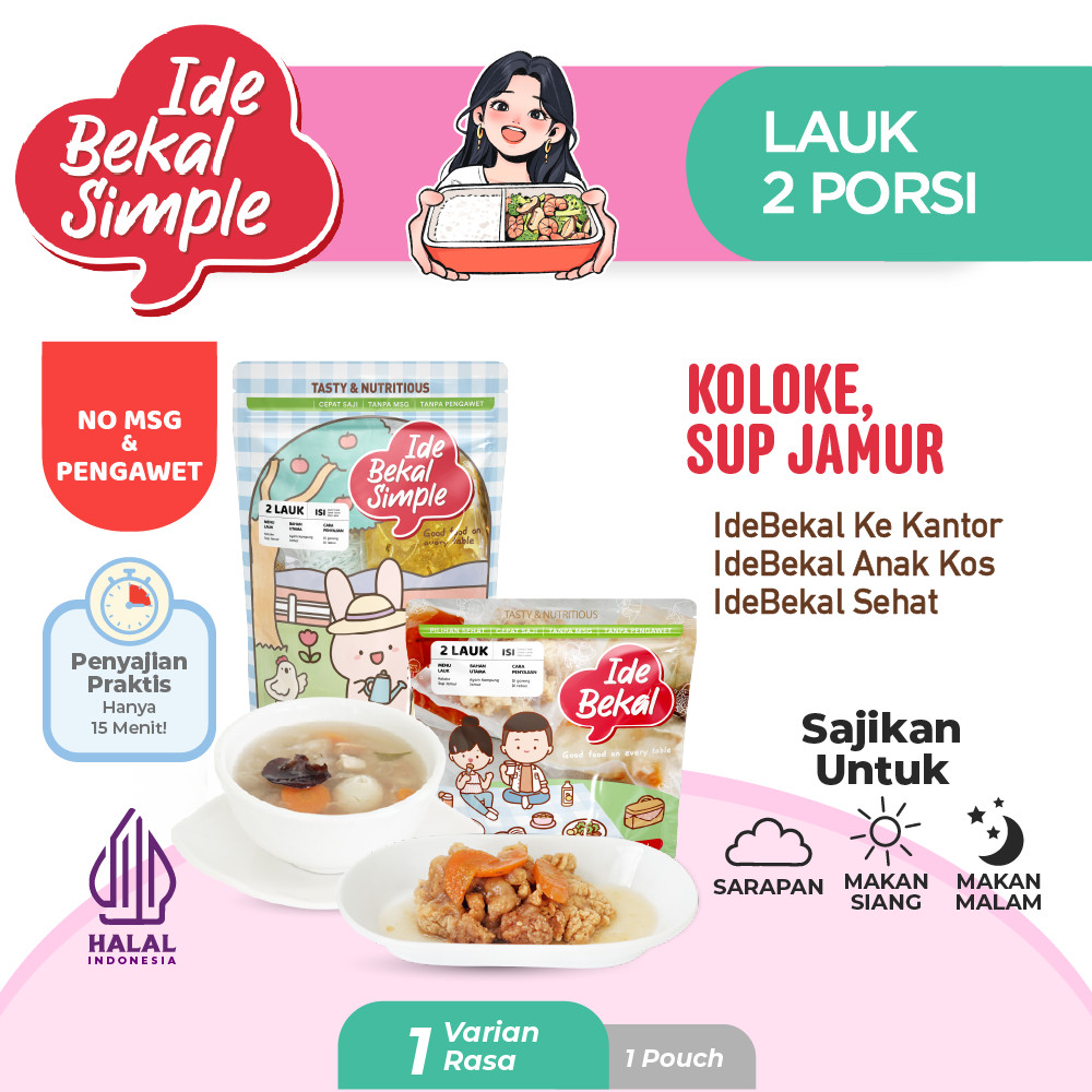 

Idebekal Simple Ayam Koloke & Sup Jamur / Menu Family 2 Lauk / Family Frozen Food / Flexible Catering / Instant Healthy Food / Makanan Sehat