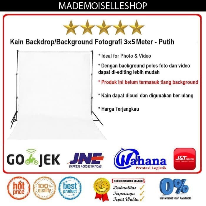 Kain Background/Backdrop Studio Fotografi 3x5 Meter Putih
