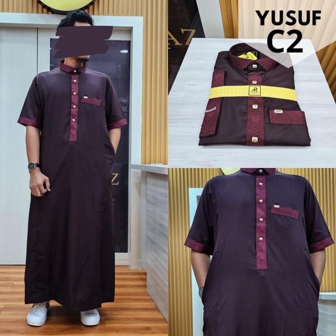 Gamis Pria Katun Premium Lengan Pendek + Jubah Al Raz Model Yusuf + Original Brand Terlaris