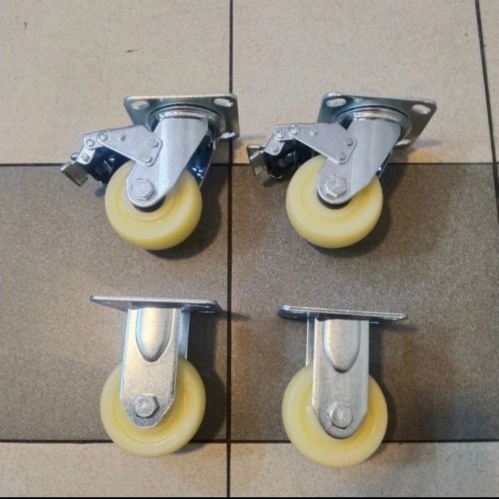 Roda Troli Nylon Heavy Duty 4 Inch 1Set (2rem 2 mati)