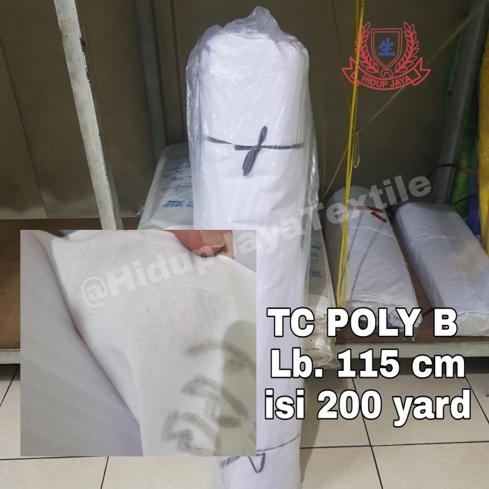 Kain Tetoron TC Poly B Lb 115 cm @200 yd Putih Kain spanduk kafan
