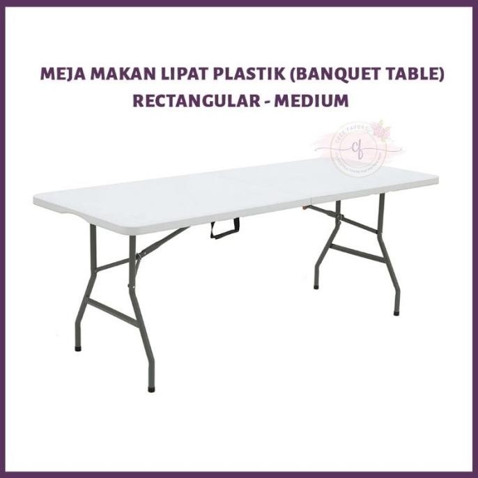 .........] Meja Makan Lipat Plastik Serbaguna Persegi Panjang 183cm