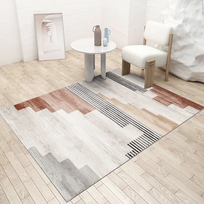 Karpet lantai alas meja tamu minimalis, karpet sisi sofa bed side