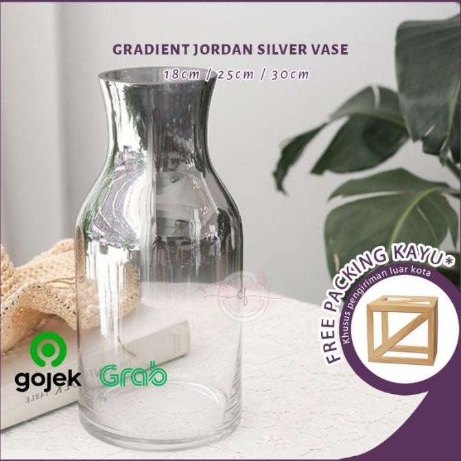 ------] Vas Bunga Kaca Dekorasi Meja Lamaran Wedding Jordan Silver Vase