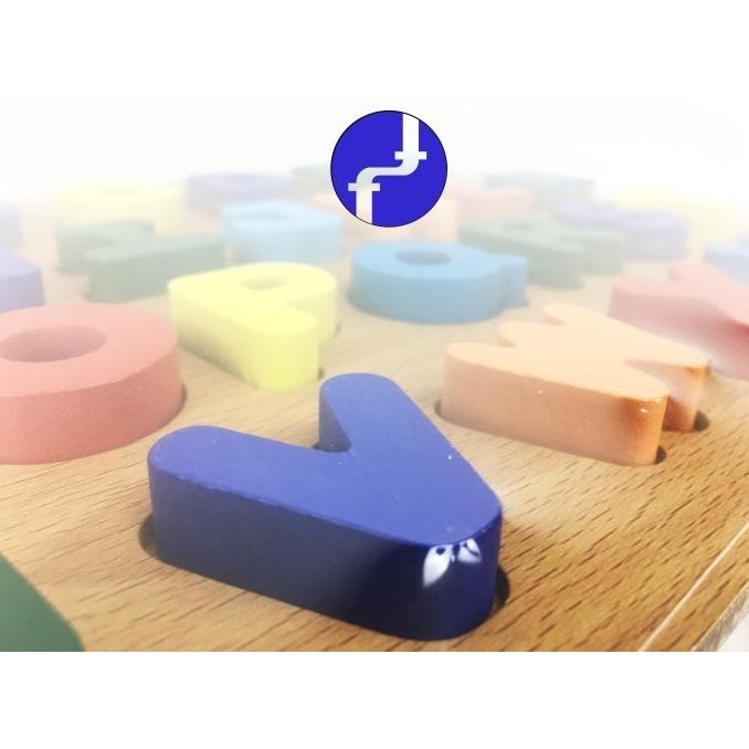 Mainan Anak Papan Kayu Wooden Puzzle Alphabet Huruf Timbul Edukasi ABC