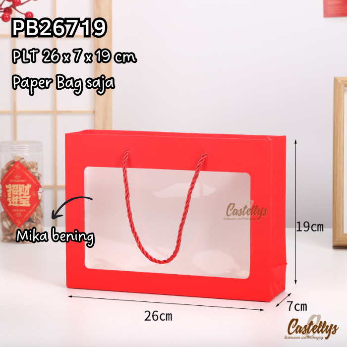 /////] Paper Goodie Bag PB26719 Merah Hampers Kue Kering Imlek Natal dll
