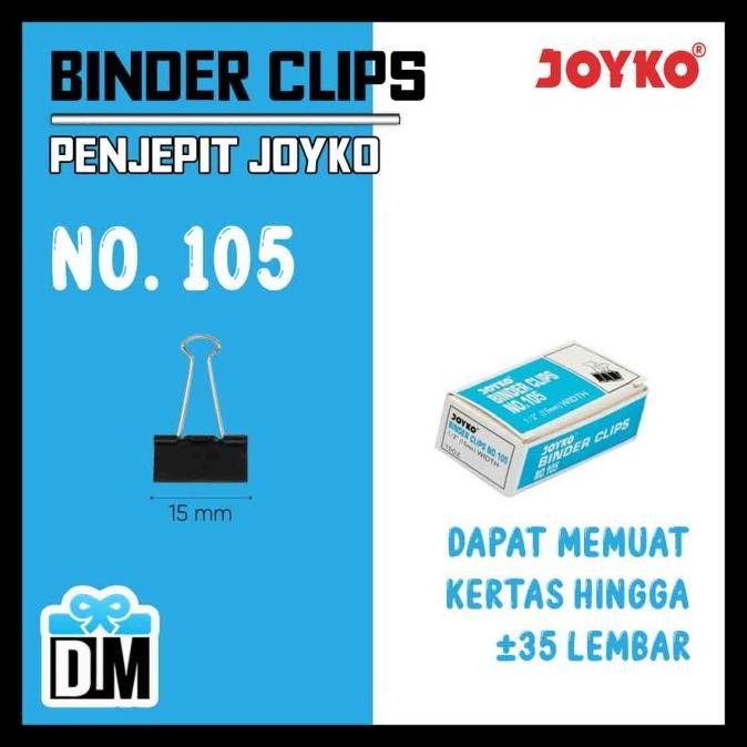 

:>:>:>:>] Binder Clips No 105 15mm 0.5 inch Joyko Japan Original Penjepit Jepita