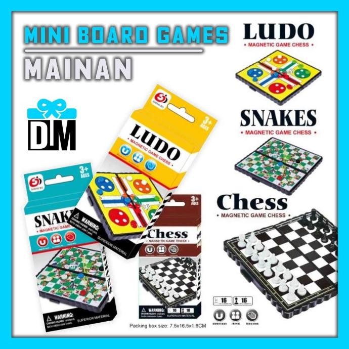siap kirim] Papan Magnet Catur Ular Tangga Ludo King Mainan Dadu Mini Board Games