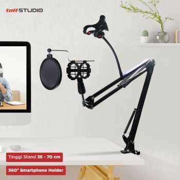 holder stand mic meja di jepit kuat
