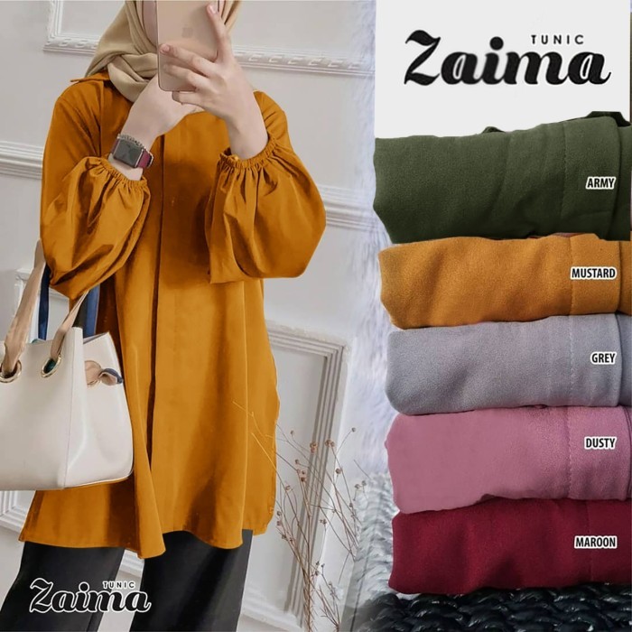 BAJU ATASAN TUNIK BAJU ATASAN WANITA MUSLIM TUNIK LENGAN BALON BUSUI