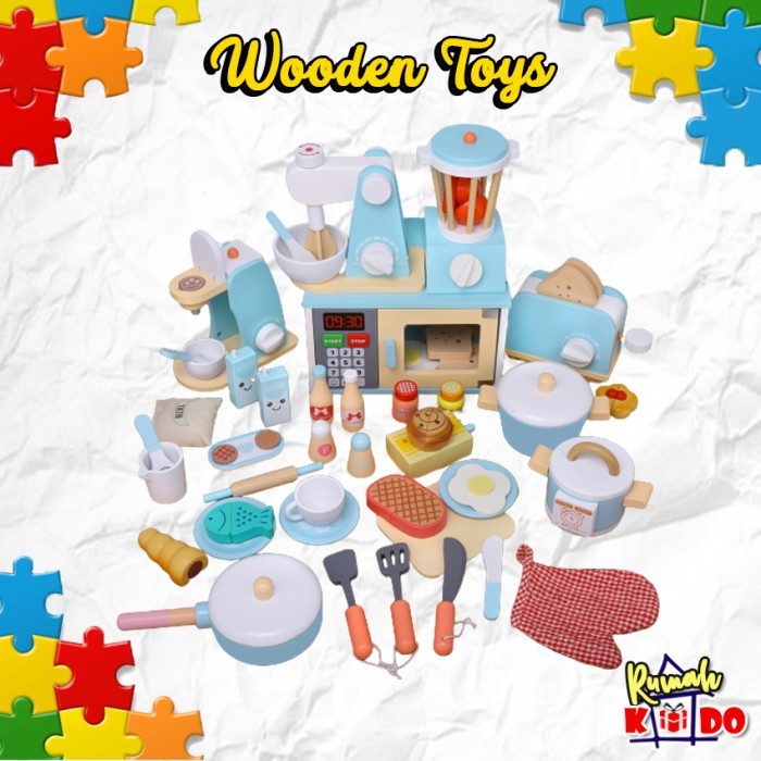 TERBARU Mainan Anak Wooden Toys Bahan Kayu Kitchen Bahan Kayu Dapur Masak