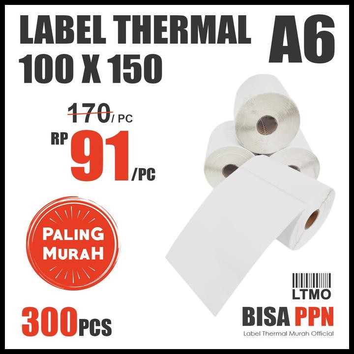 

Terlaris Label Barcode Murah 100 X 150 A6 Kertas Stiker Thermal 300 Pcs Good Quality