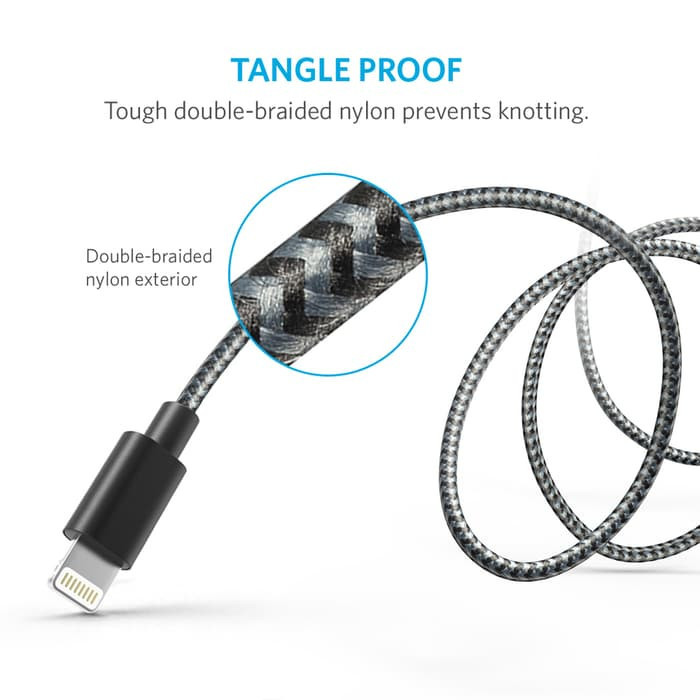 ANKER LIGHTNING KABEL DATA IPHONE NYLON BRAIDED CABLE MFI POWERLINE