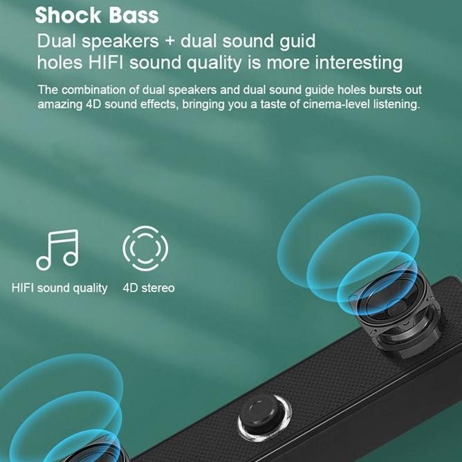 SOUNDBAR PC KOMPUTER LAPTOP SPEAKER HOME THEATER BASS AUX BLUETOOTH