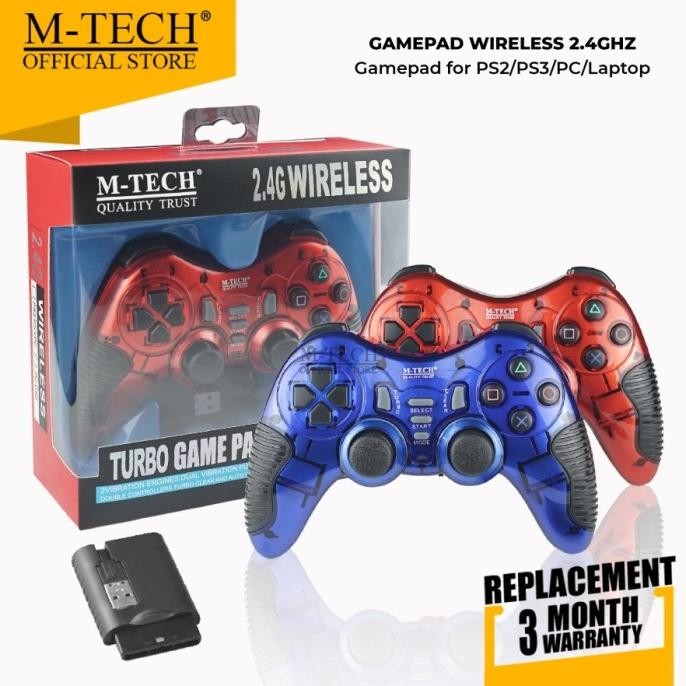 TURBO WIRELESS CONTROLLER STIK JOYSTICK GAMEPAD PS2 PC LAPTOP MTECH ASLI
